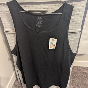Fruit of the Loom Black Tank Top with Light Gray Print